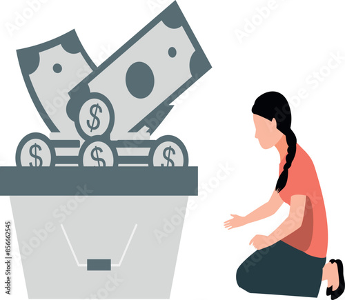 The girl is saving money.