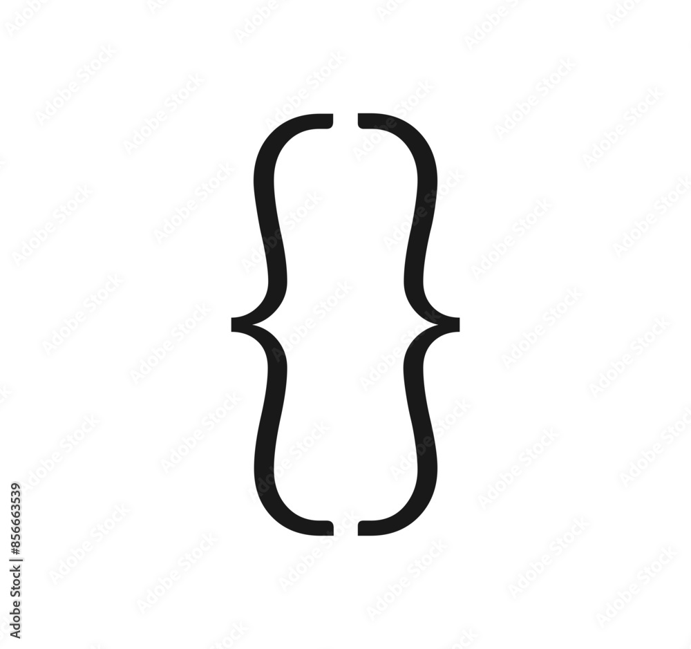 Curly braces symbol and dobule braces, symmetric sign for text quote, mathematics, typography swirly mark, opening and closing frames for punctuation in maths flat vector illustration.
Curly braces symbol and dobule braces, symmetric sign for text quote, mathematics, typography swirly mark, opening and closing frames for punctuation in maths flat vector illustration.