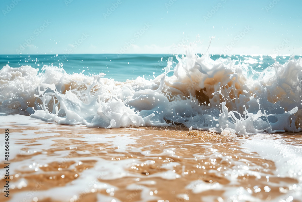 Fototapeta premium Ocean waves breaking on sandy beach