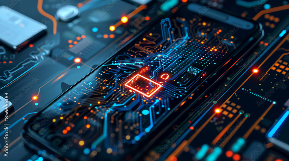 Obraz premium An AI-generated security alert on a smartphone. technology AI