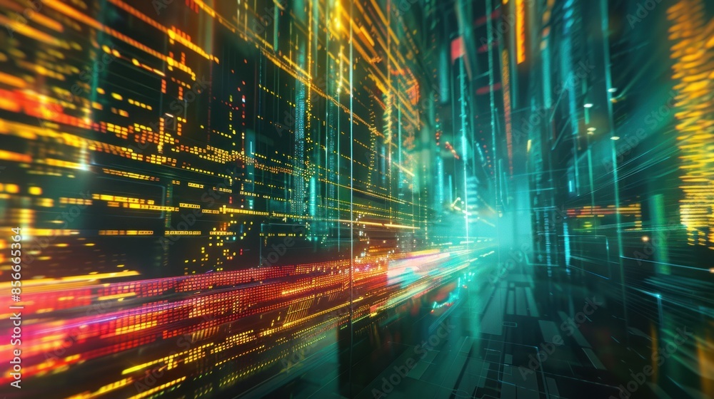 Abstract Digital Cityscape with Glowing Lines Abstract Digital Cityscape with Glowing Lines