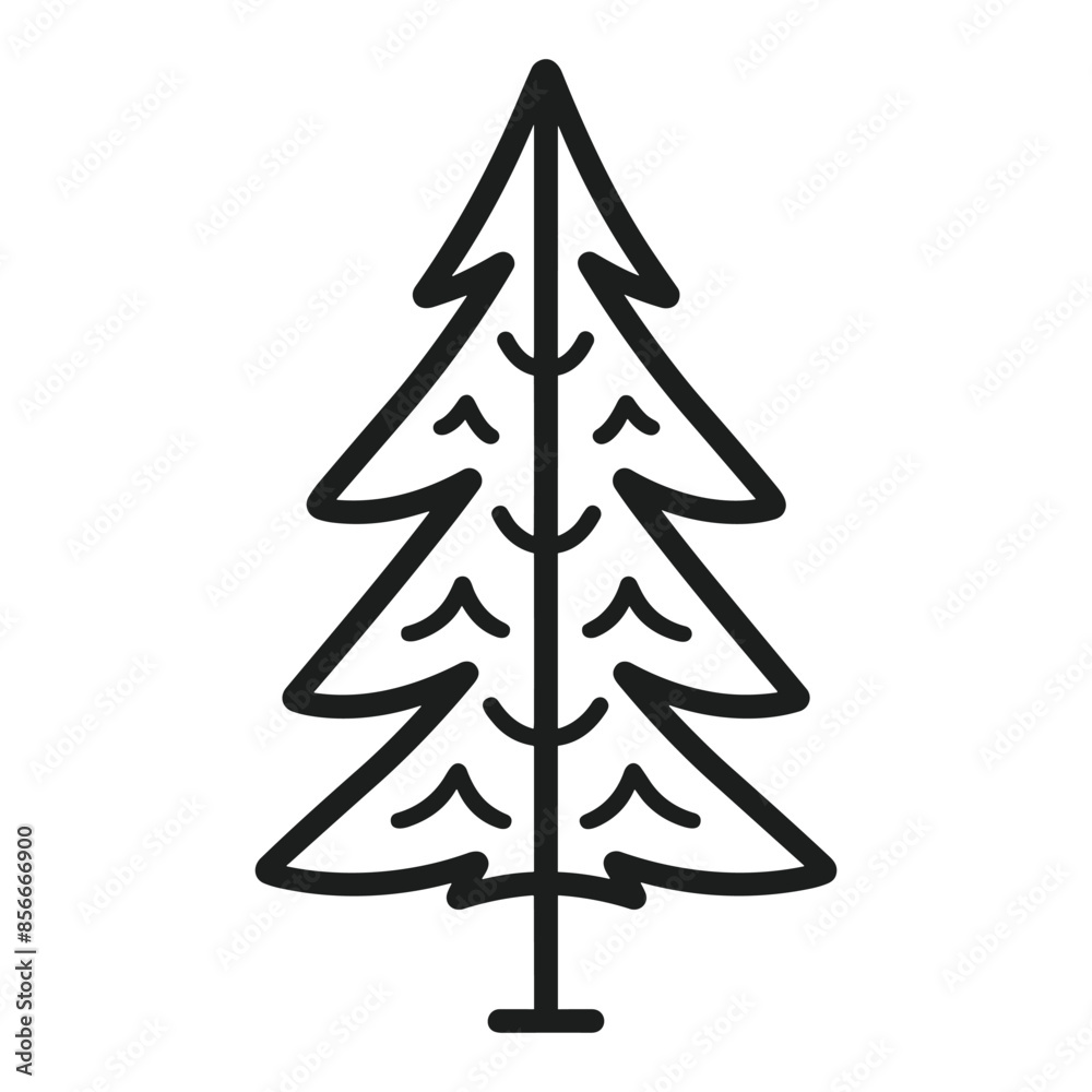 Line art pine tree vector icon style