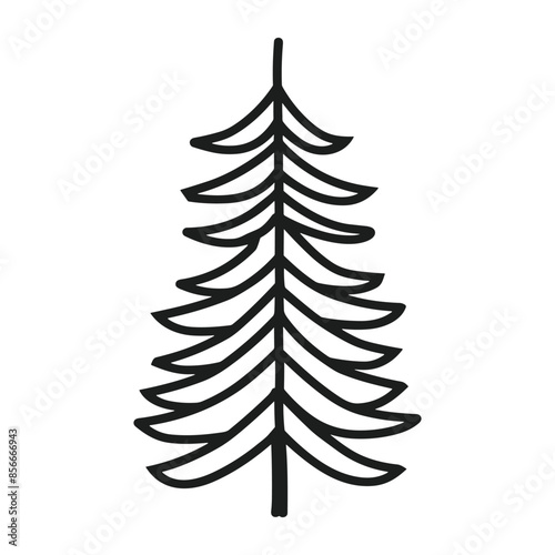 Line art pine tree vector icon style