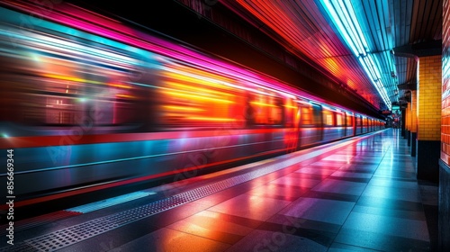 Vibrant Subway Station at Night