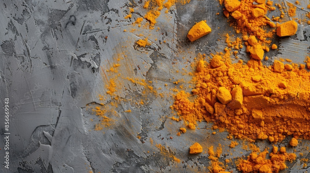 Turmeric powder on a gray surface
