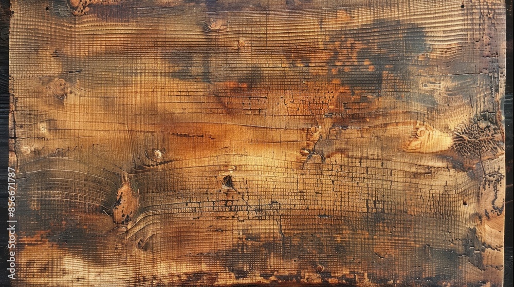 Fototapeta premium Aged scratched wood finish