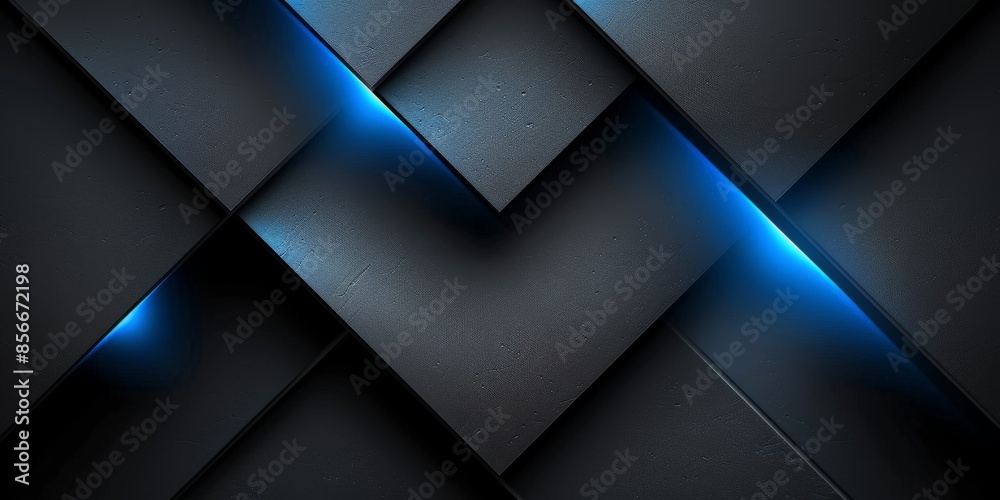 Abstract Blue Glowing Lines on Black Background Abstract Blue Glowing Lines on Black Background