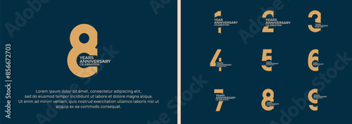 anniversary logo style set with brown color can be use for celebration moment