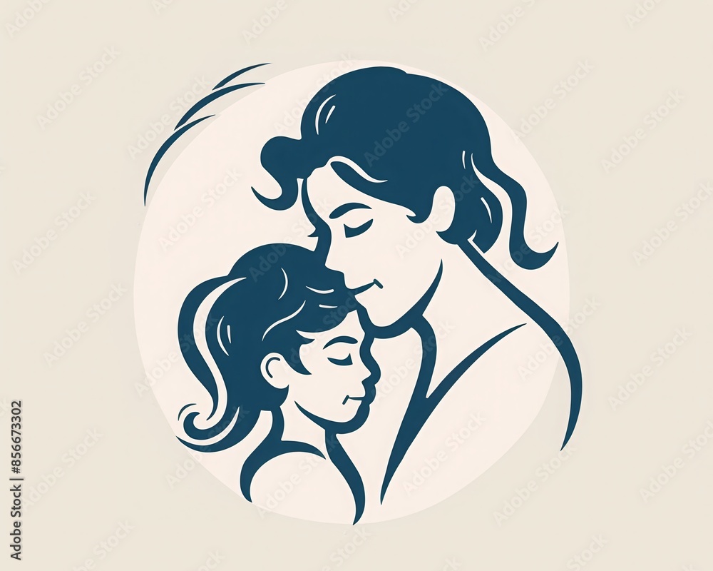 A simple line drawing of a mother and daughter, with the daughter leaning her head on her mother's shoulder. A simple line drawing of a mother and daughter, with the daughter leaning her head on her mother's shoulder.