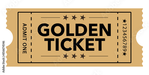 Realistic Golden Ticket Vector - Premium Design for VIP Access