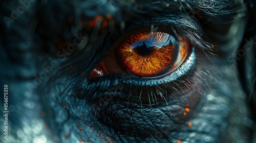 Intense Close-Up of Character's Eye, Showing Determination and Power, Showing Determination and P photo