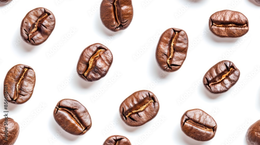 Coffee Beans Scattered on White Background Coffee Beans Scattered on White Background