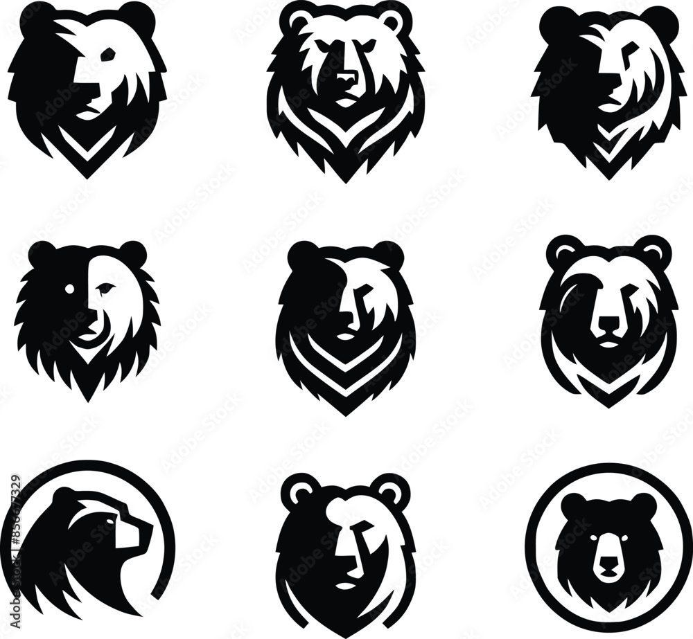 Bear silhouette, various poses of bear, standing, walking, sitting, wildlife, nature, animal, black, outline, wild, mammal, grizzly bear collection Bear silhouette, various poses of bear, standing, walking, sitting, wildlife, nature, animal, black, outline, wild, mammal, grizzly bear collection