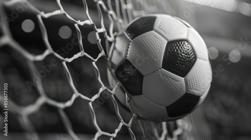 The soccer ball in net