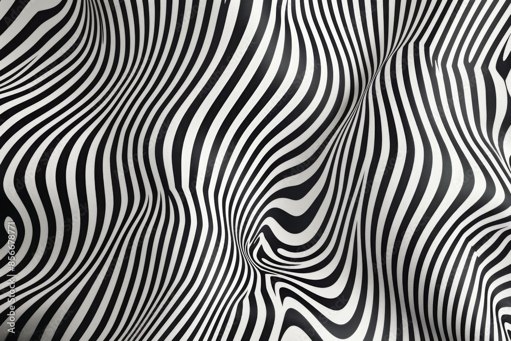 Abstract black and white optical illusion with wavy lines creating a hypnotic and distorted pattern. Concept of visual perception, optical illusion, and abstract art.
Abstract black and white optical illusion with wavy lines creating a hypnotic and distorted pattern. Concept of visual perception, optical illusion, and abstract art.