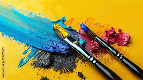 Brush color on yellow background.