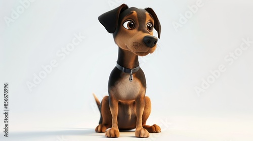 3D animated dog isolated on white background