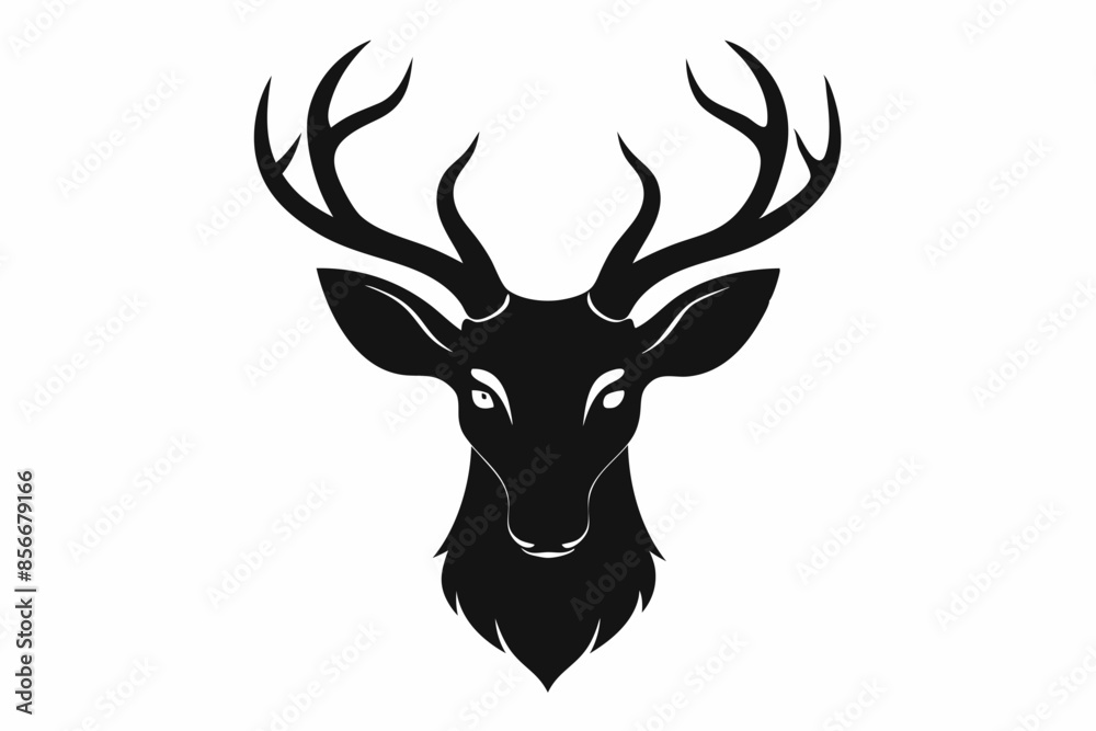 Naklejka premium isolated black silhouette of a deer head collection, Set of deer silhouette vector. Deer Silhouette, Deer Head