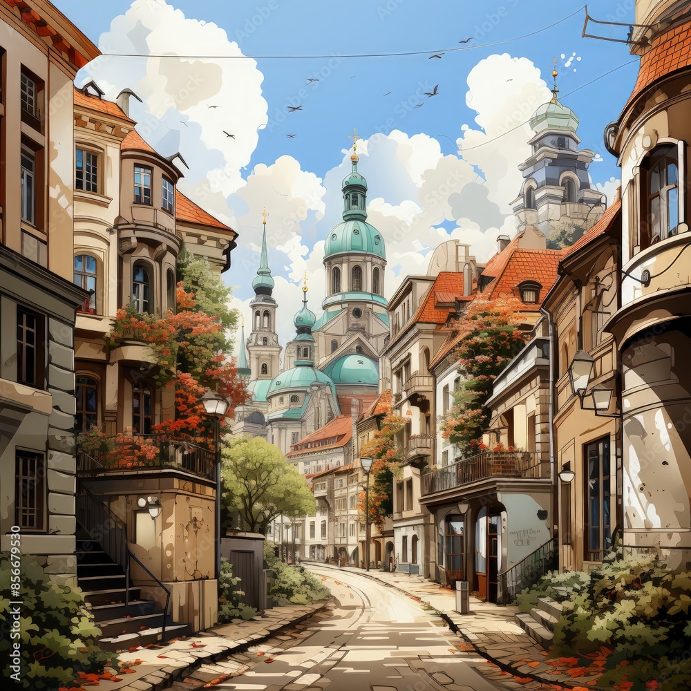 Naklejka premium colorful poster of the Poznan city