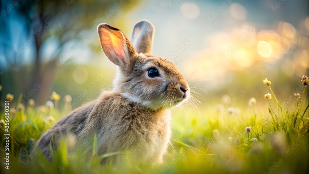 Fototapeta premium A Curious Rabbit in the Golden Hour