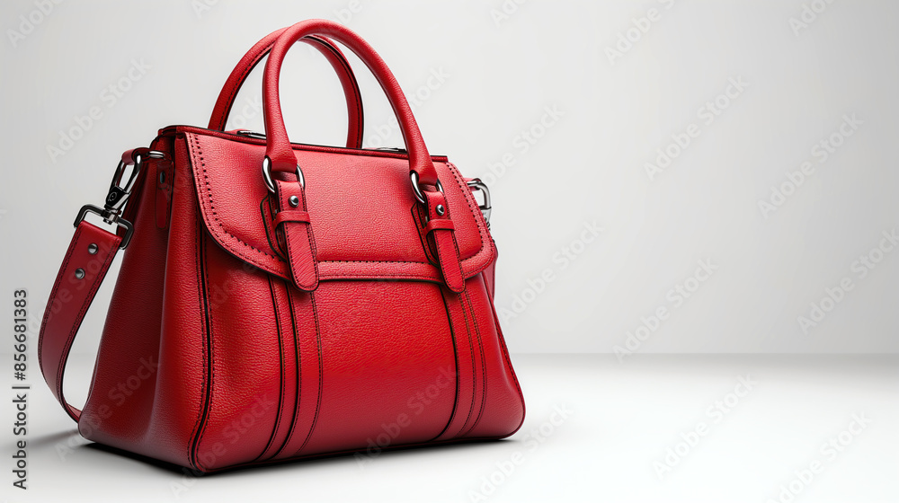 Women's red leather bag on white background Women's red leather bag on white background
