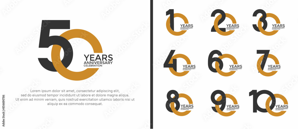anniversary logo style set with black and brown color can be use for celebration moment anniversary logo style set with black and brown color can be use for celebration moment