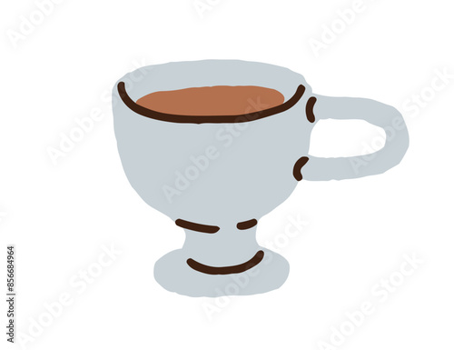 Tea cup. Coffee drink, warm morning beverage. Teacup with handle. Ceramic mug...