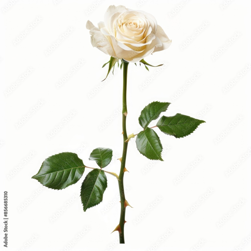 Obraz premium White Rose. Fresh White Flower in Isolated Background for Greeting Card Design