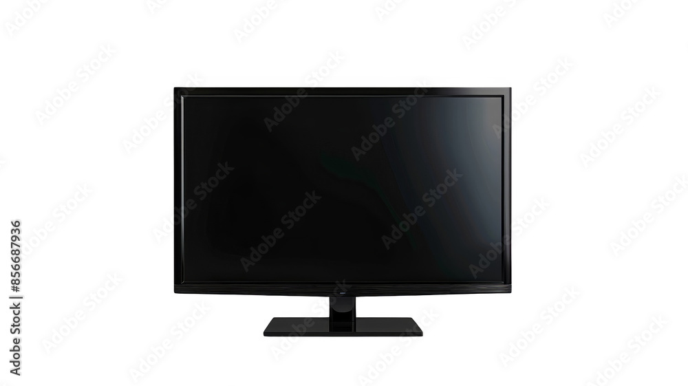 Isolated modern black flat screen television on a white background. Perfect for advertisements, digital marketing, and tech-related projects. Isolated modern black flat screen television on a white background. Perfect for advertisements, digital marketing, and tech-related projects.