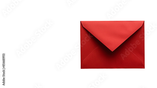 Bright red envelope isolated on a white background, perfect for invitations, letters, or holiday greetings.