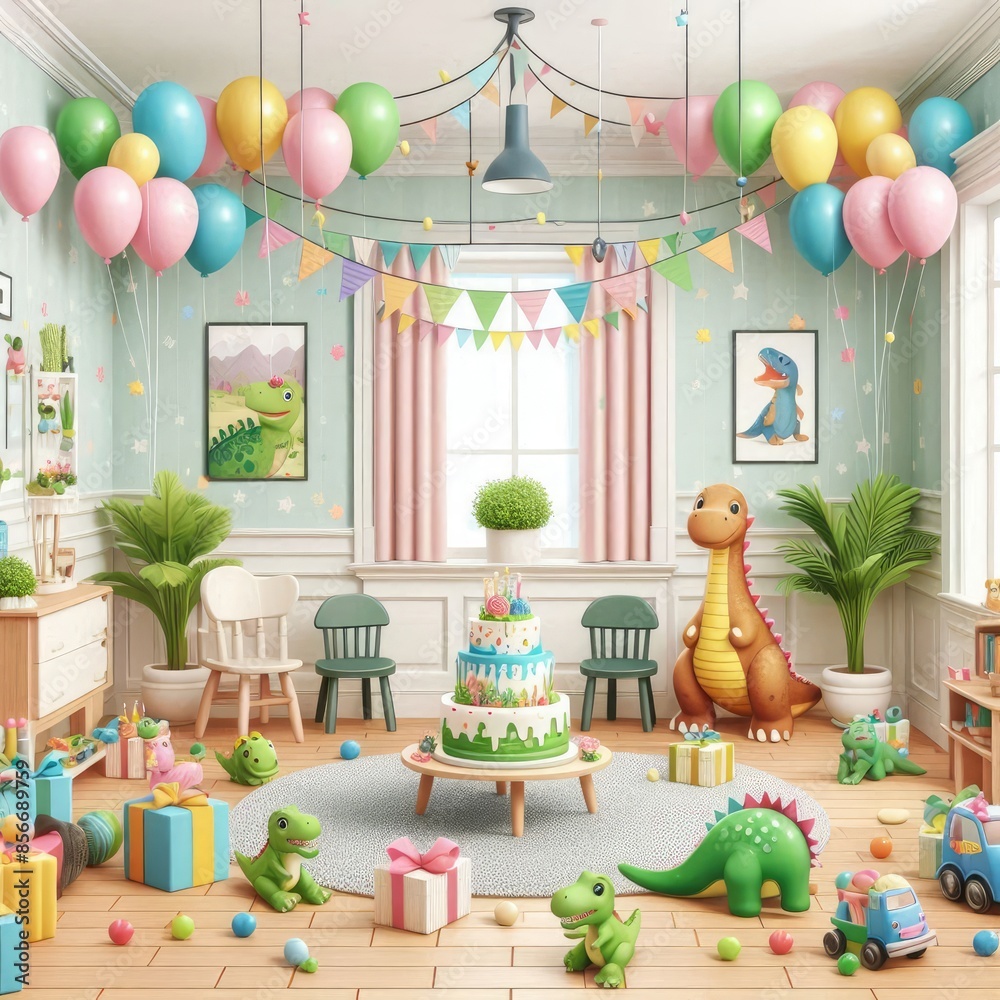 Dinosaur-Themed Kids' Birthday Room Design: A Prehistoric Adventure Dinosaur-Themed Kids' Birthday Room Design: A Prehistoric Adventure