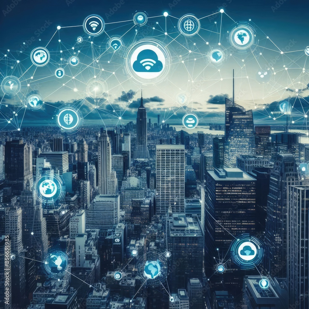 Connected Modern City: Internet Network Across the City Connected Modern City: Internet Network Across the City