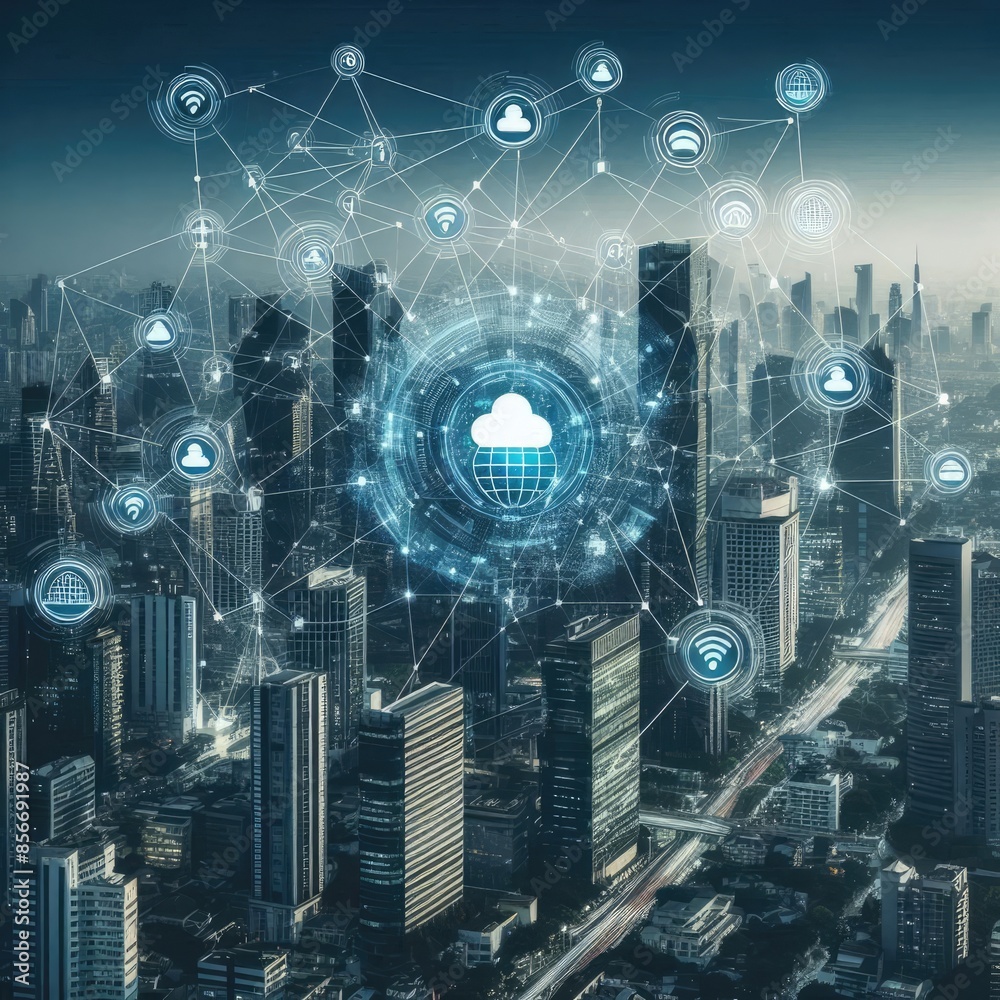 Connected Modern City: Internet Network Across the City Connected Modern City: Internet Network Across the City