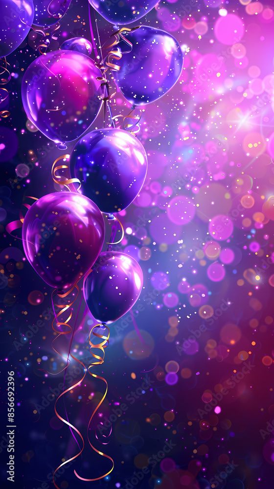 Abstract background with balloons and bokeh lights