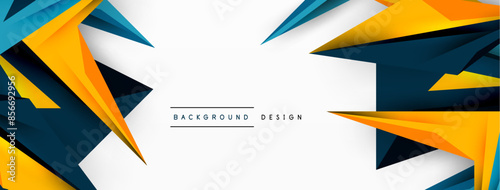 Minimal geometric abstract background. Low poly dynamic triangle design. Trendy techno business template for wallpaper, banner, background or landing
