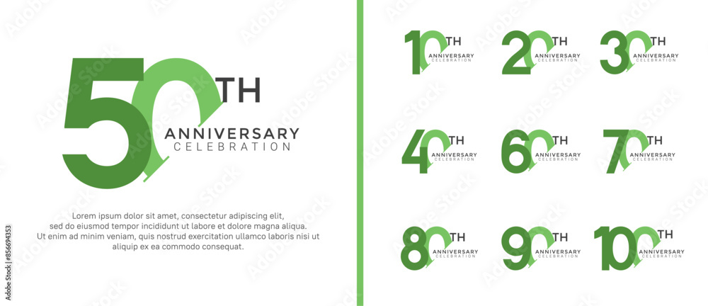 anniversary logo style set with green color can be use for celebration moment anniversary logo style set with green color can be use for celebration moment