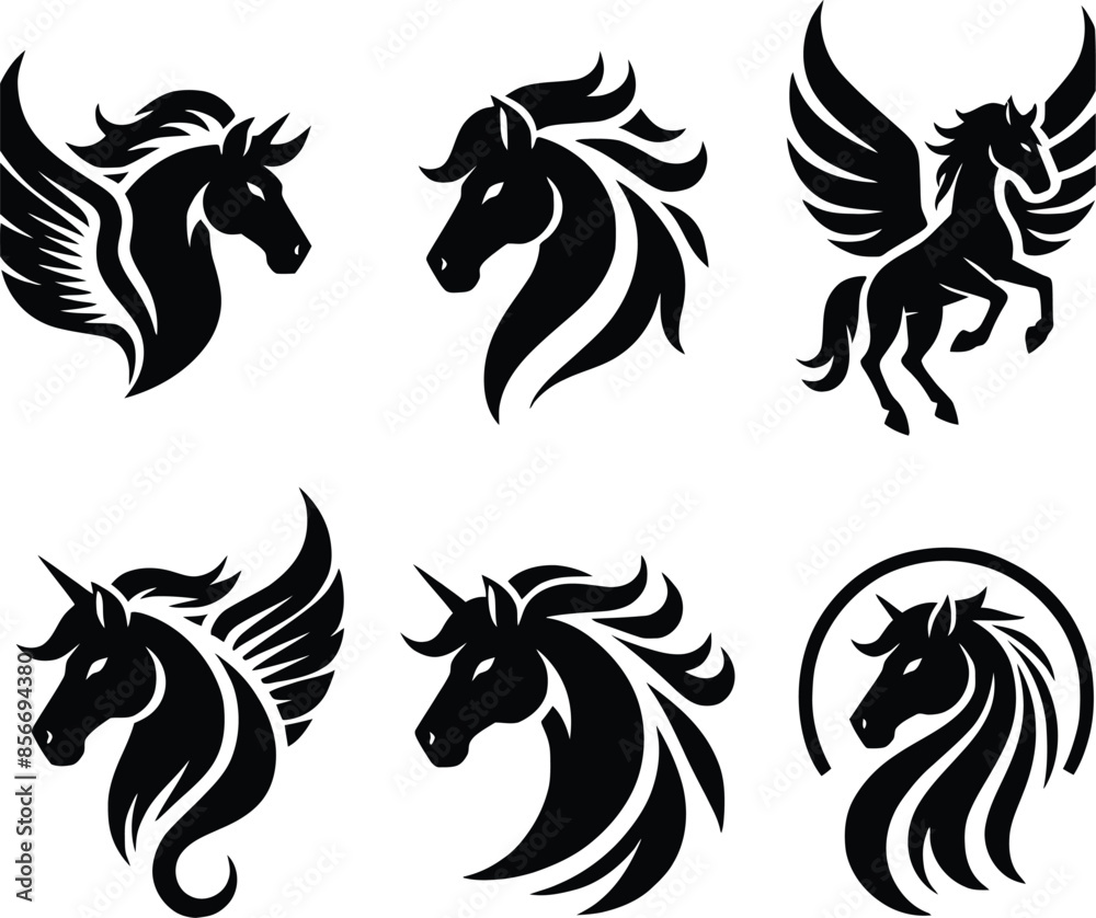 Illustration of fantasy animal pegasus silhouette. Illustration of fantasy animal pegasus silhouette.