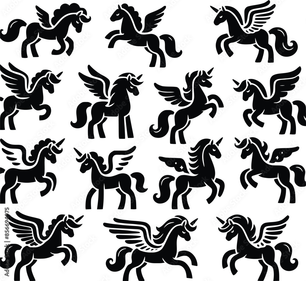 Illustration of fantasy animal pegasus silhouette. Illustration of fantasy animal pegasus silhouette.