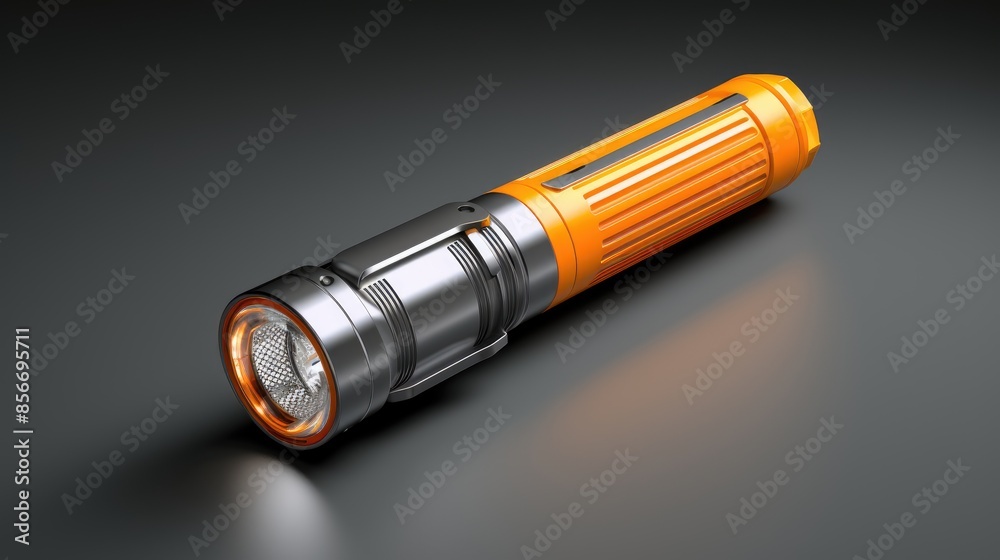 A big orange Flashlight on grey background A big orange Flashlight on grey background