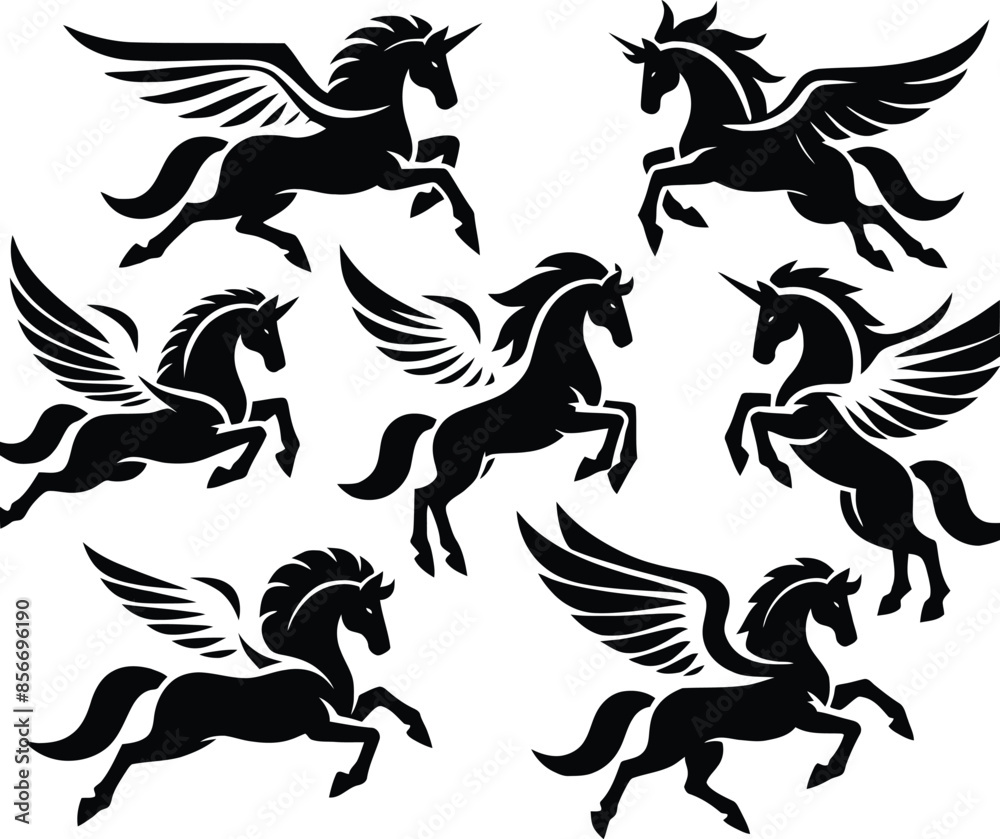 Illustration of fantasy animal pegasus silhouette. Illustration of fantasy animal pegasus silhouette.