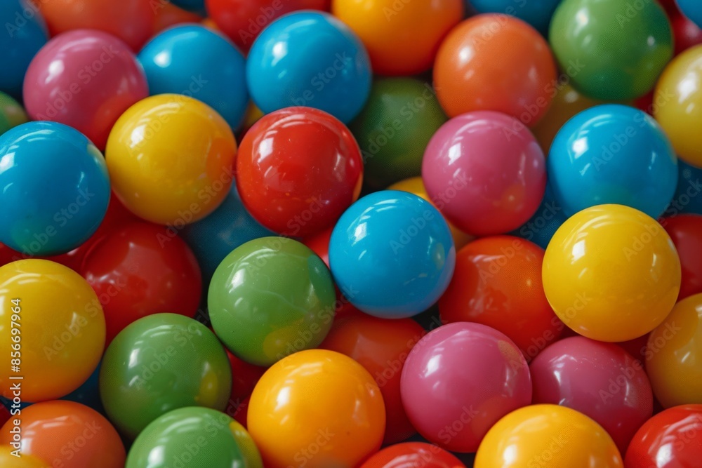Close-up of brightly colored plastic balls in a ball pit or play area Close-up of brightly colored plastic balls in a ball pit or play area