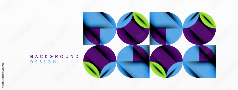 Circle, square and flower petal geometric background. Round shapes composition for wallpaper, banner, background or landing Circle, square and flower petal geometric background. Round shapes composition for wallpaper, banner, background or landing
