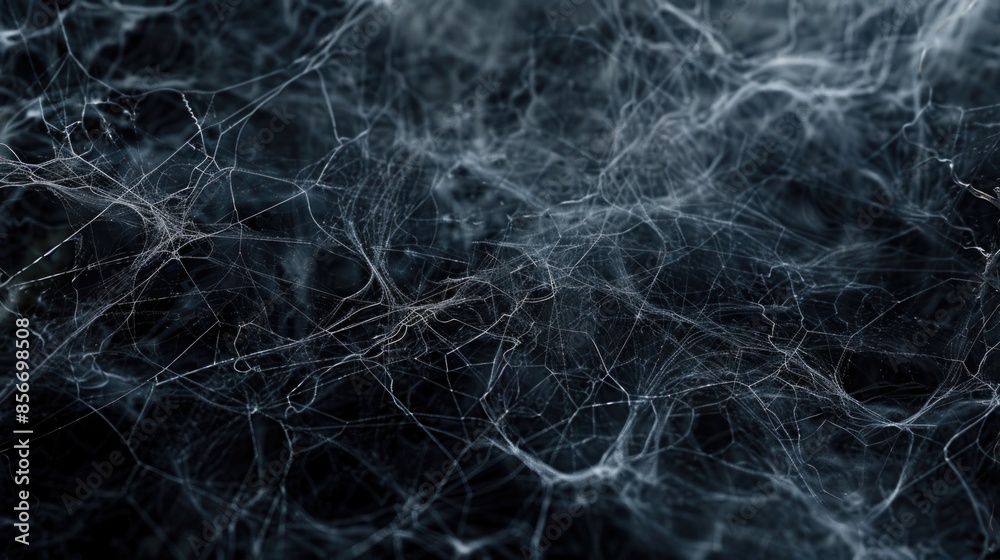 A detailed view of a spider web on a dark background A detailed view of a spider web on a dark background