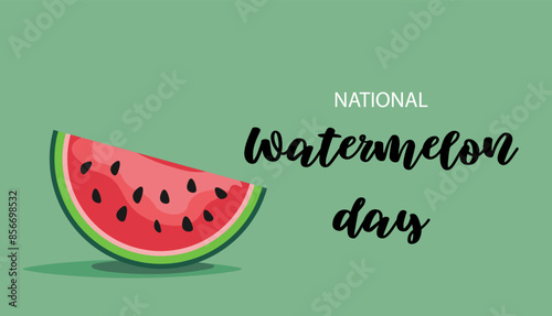 National Watermelon Day on 03 August Banner Background.Vector Illustration