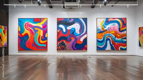 Contemporary Art Gallery with Vibrant Abstract Paintings