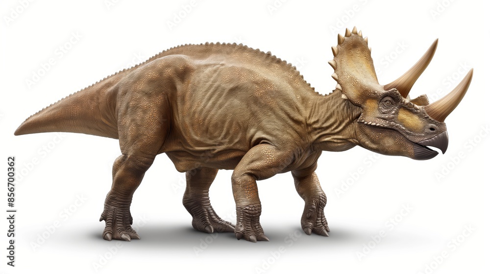 3D rendering of a majestic Triceratops dinosaur, showcasing its distinctive horns, textured skin, and powerful stance. 3D rendering of a majestic Triceratops dinosaur, showcasing its distinctive horns, textured skin, and powerful stance.