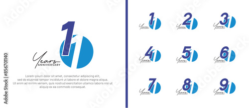 anniversary logo style set with blue color can be use for celebration moment