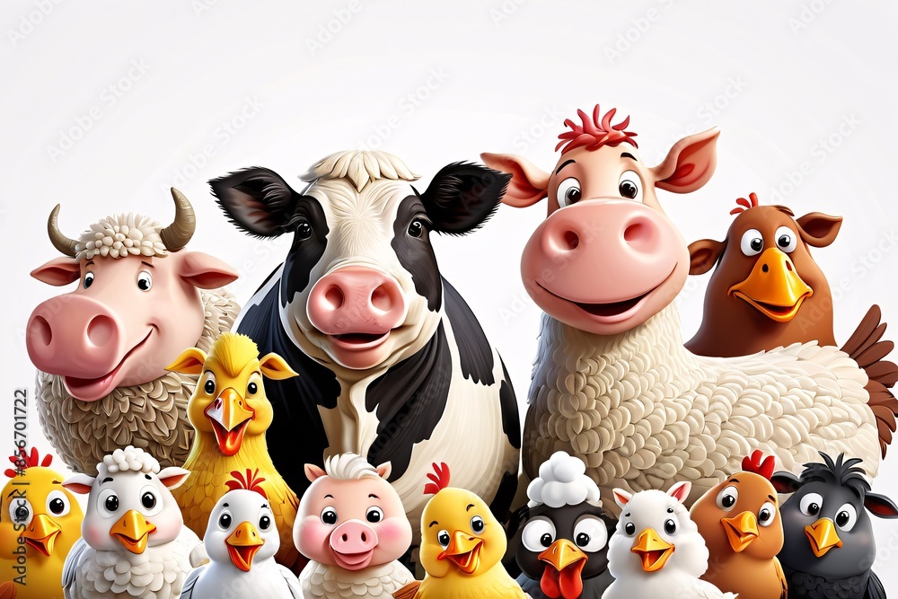 Obraz premium Cartoon Farm Animals