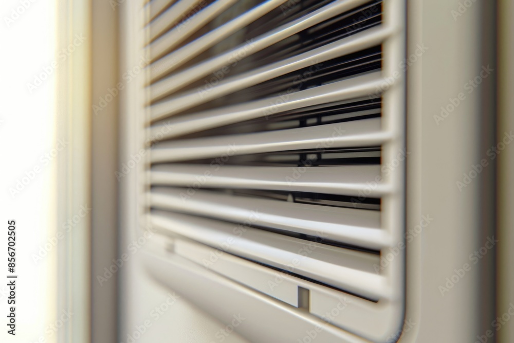 A white air conditioner unit sitting on top of a white wall A white air conditioner unit sitting on top of a white wall
