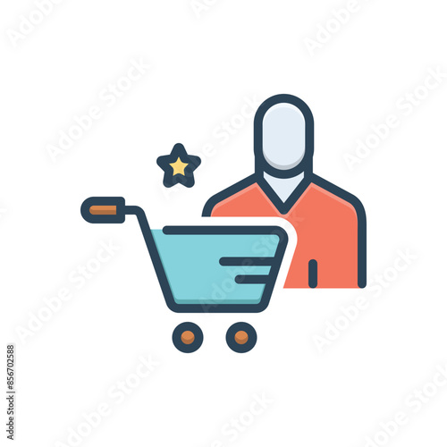 Color illustration icon for customer